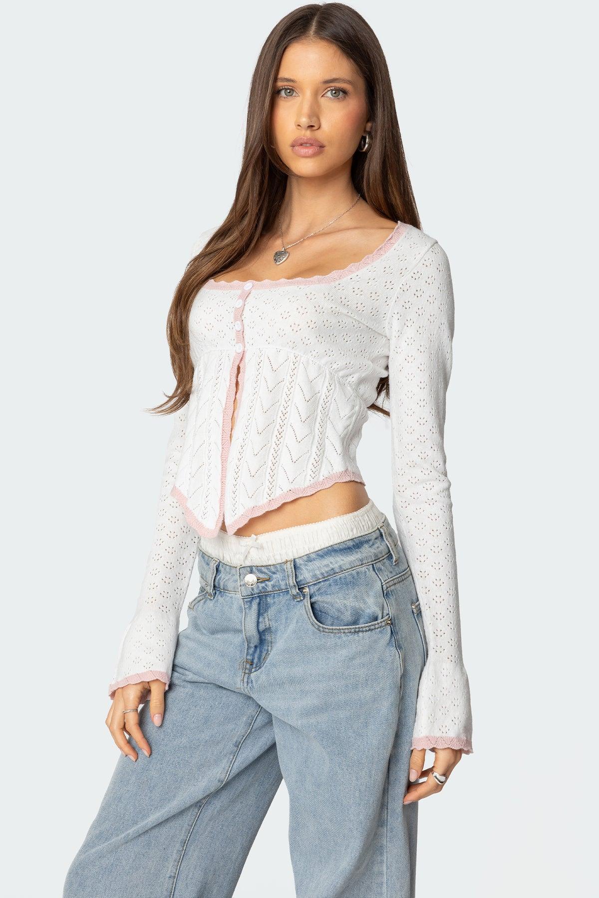 Abbie Split Front Pointelle Top Product Image