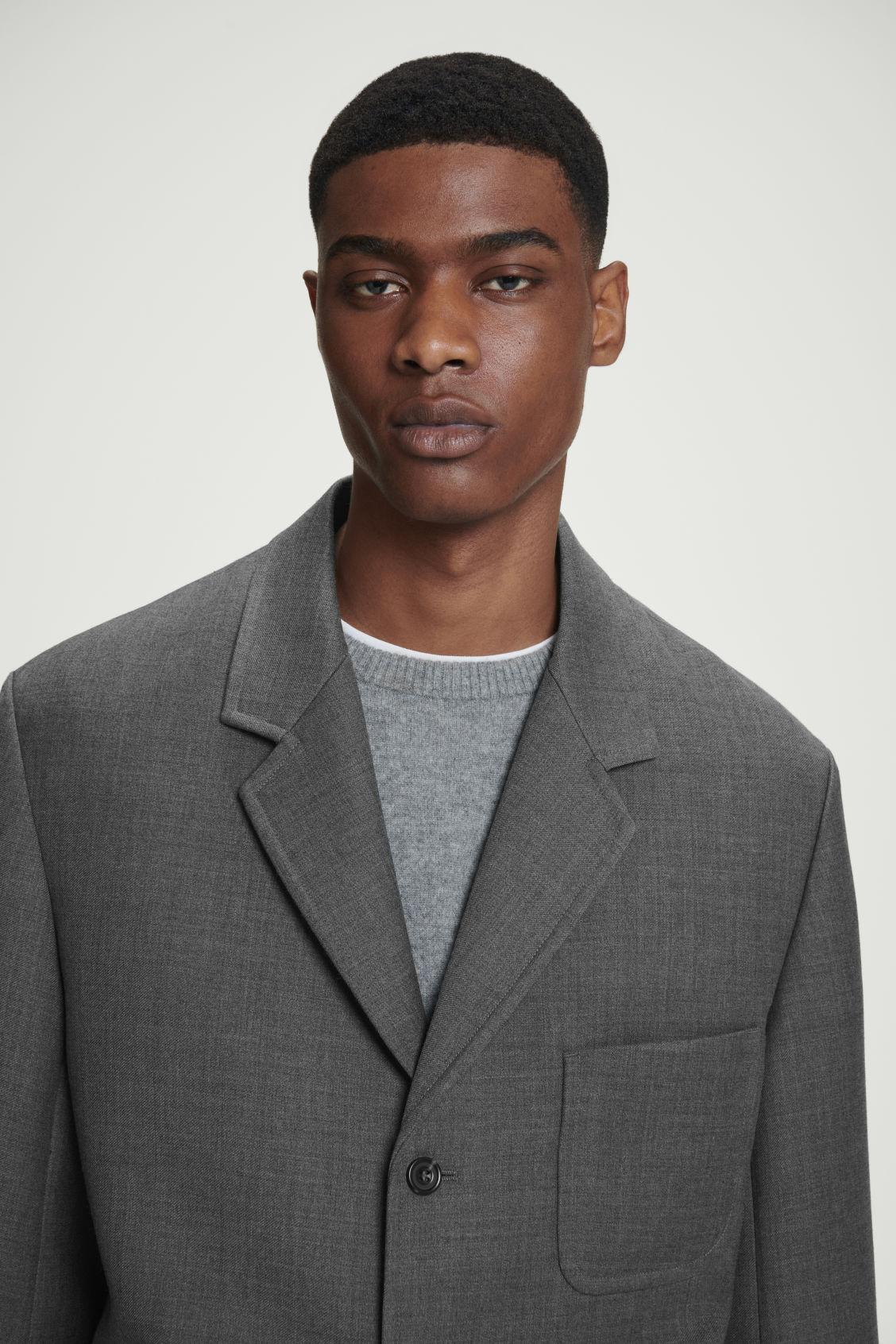 RELAXED UNSTRUCTURED MERINO WOOL-BLEND BLAZER Product Image