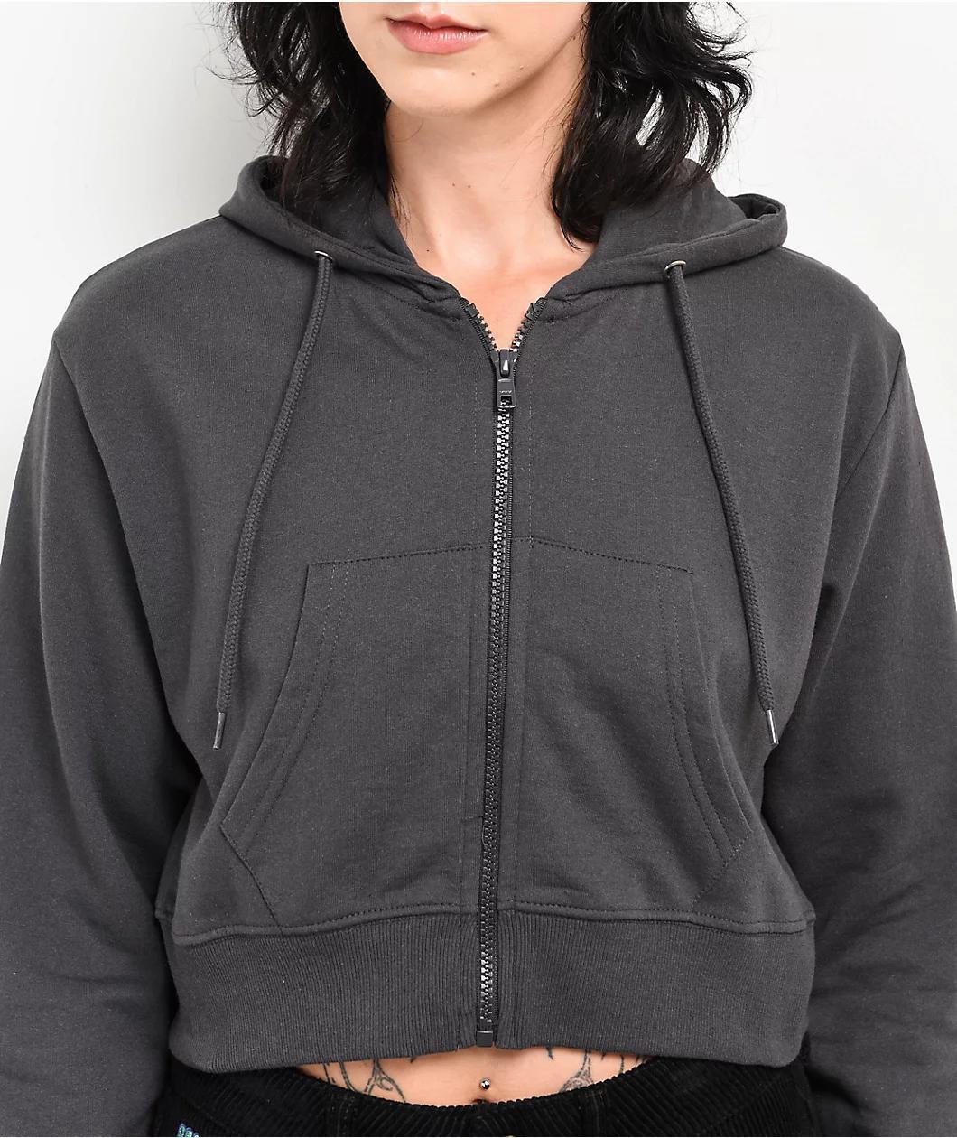A.LAB Meltdown Charcoal Crop Zip Hoodie Product Image