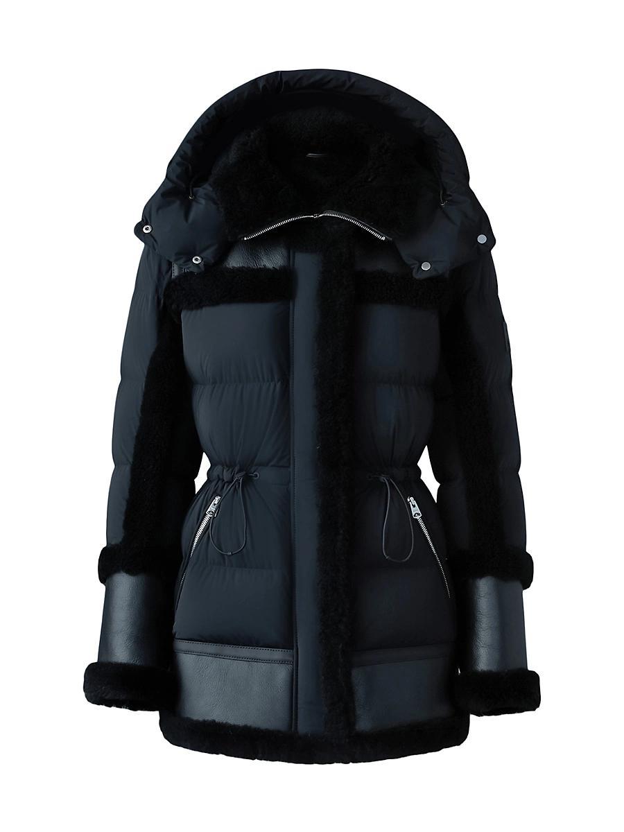Womens Lilibeth Mixed-Media Shearling Down Parka Product Image