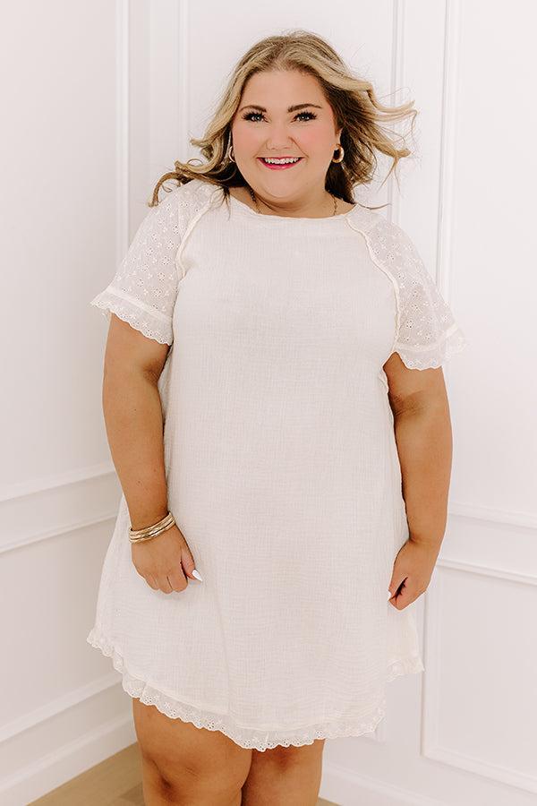 Sunday Mornings Eyelet Shift Dress in Cream Curves Product Image
