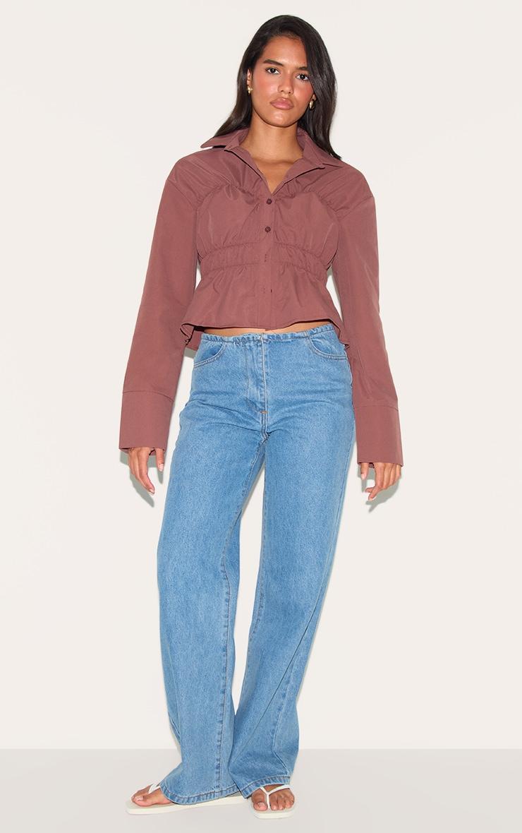 Dark Brown Shirred Shirt Product Image