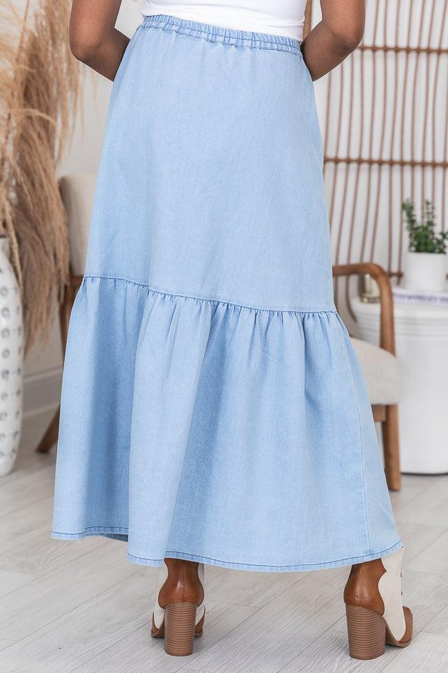 By Your Side Denim Midi Skirt SALE Product Image