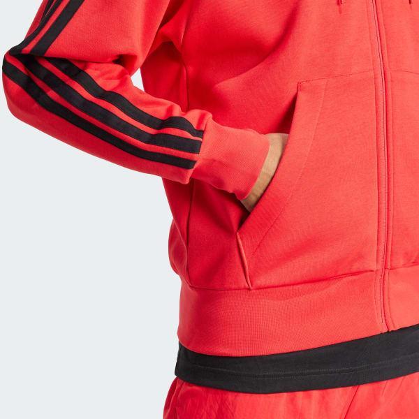 Men's adidas Essentials 3-Stripes Fleece Sportswear Zip Front Hoodie, Size: Medium, Medium Grey Grey Product Image