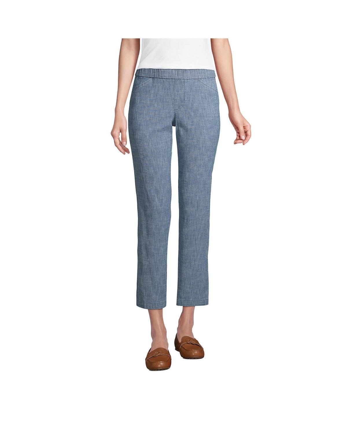 Womens Lands End Pull-On Chino Crop Pants Deep Blue Product Image