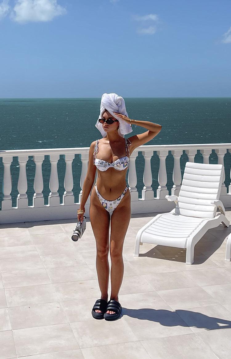 9.0 Swim White Italia Print Bianca Bikini Bottoms Product Image