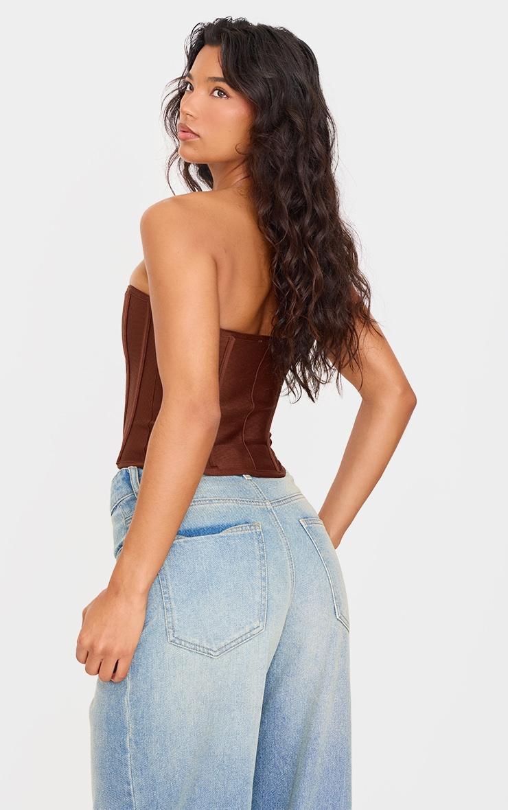 Chocolate Bandage Hook And Eye Structured Corset Product Image