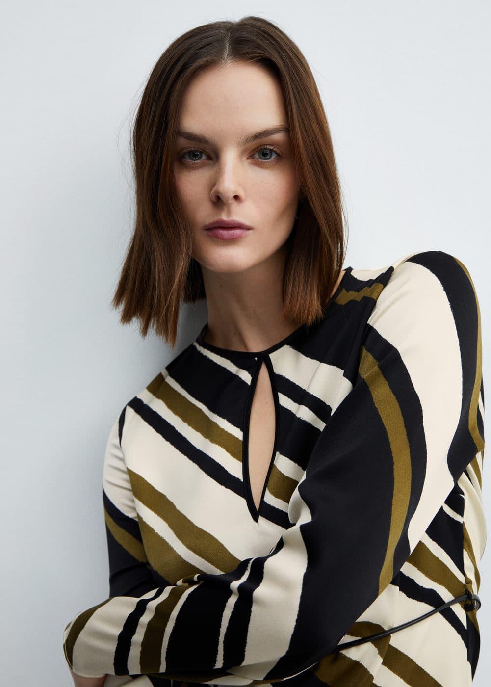 Mango Womens Belt Striped Dress Product Image