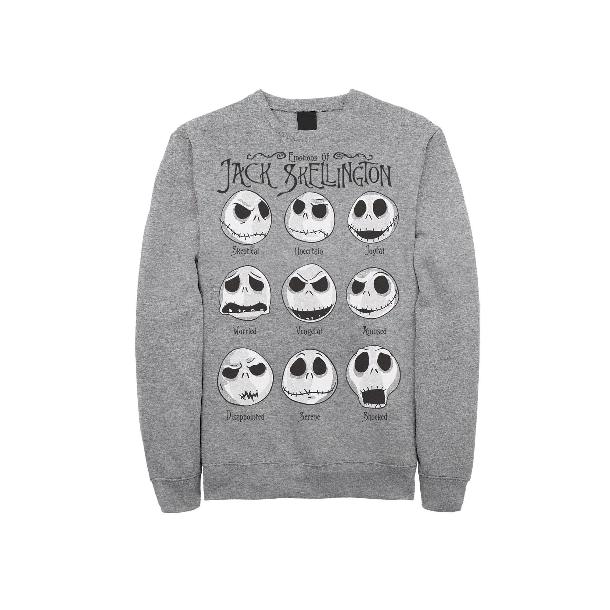 Disney's The Nightmare Before Christmas Men's Emotional Jack Sweatshirt, Size: Large, Athletic Grey Product Image