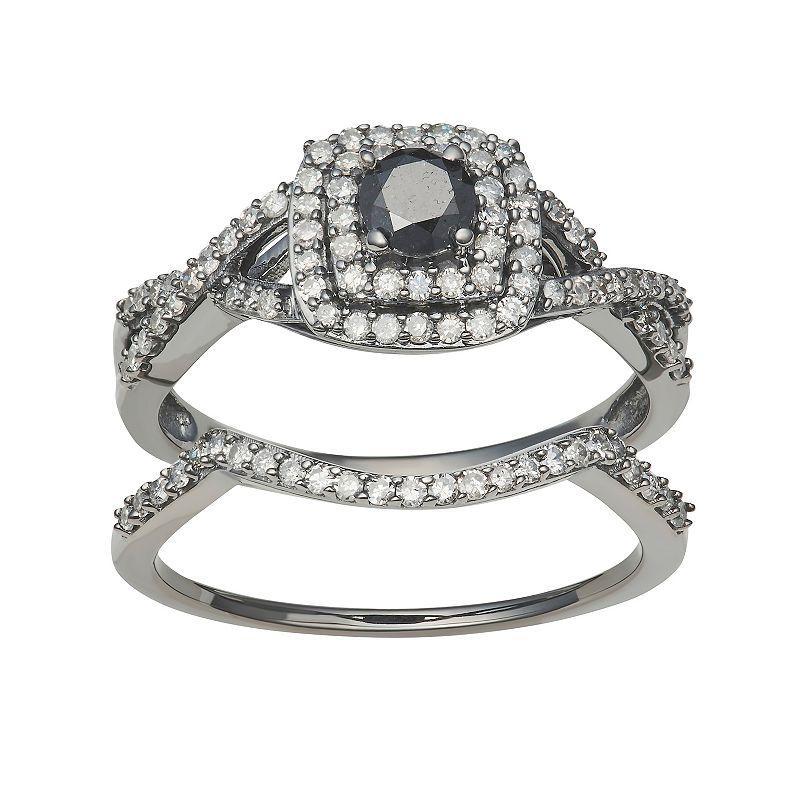 HDI 1 Carat T.W. Black Diamond Ring, Women's, Size: 5, 10k White Gold Product Image