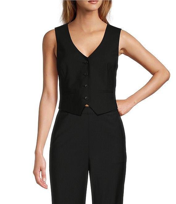 Antonio Melani Melinda V-Neck Sleeveless Wool Blend Button Front Vest Product Image