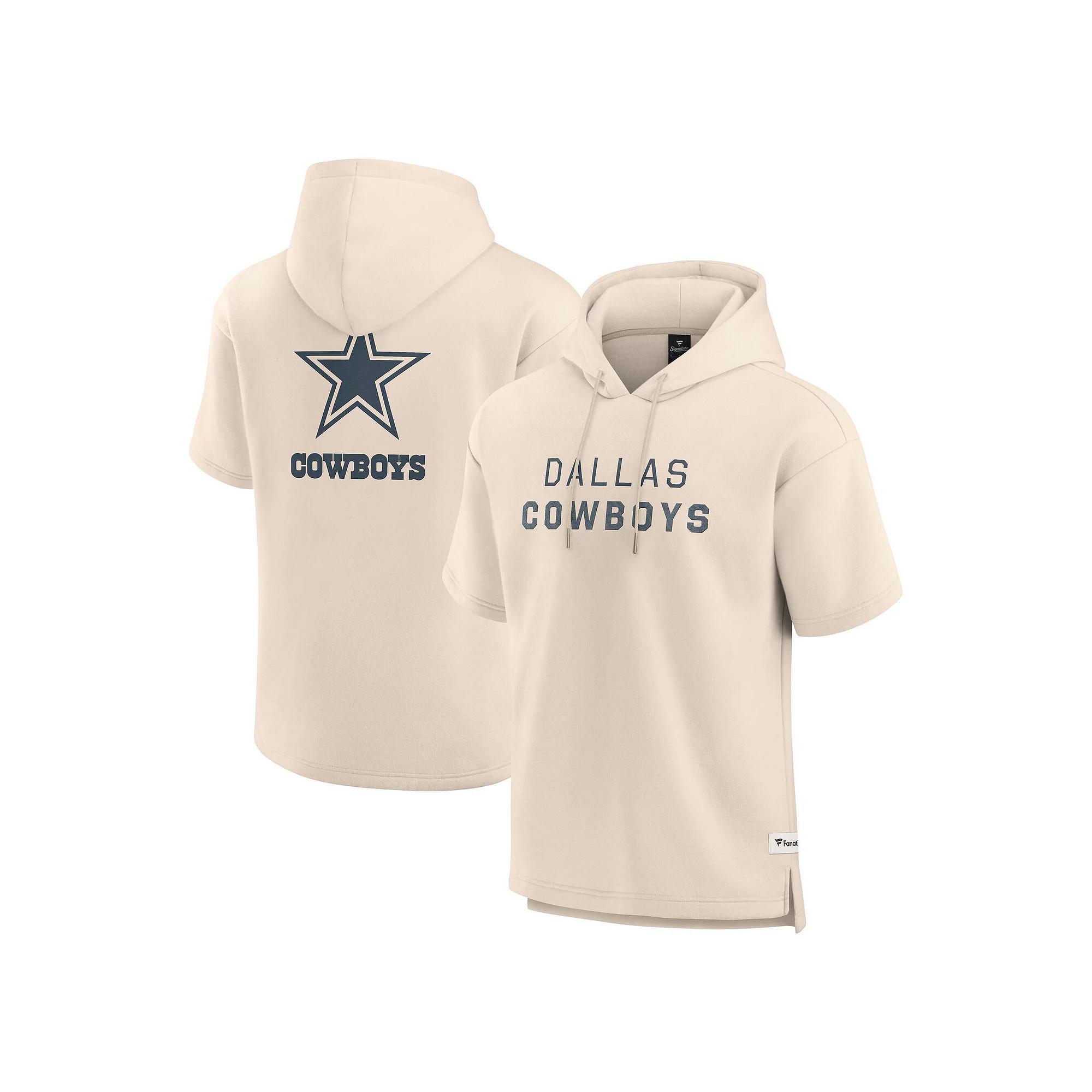 Men's Fanatics Cream Dallas Cowboys Elements Future Ground Lettering Short Sleeve Pullover Hoodie, Size: XL, Beige Product Image