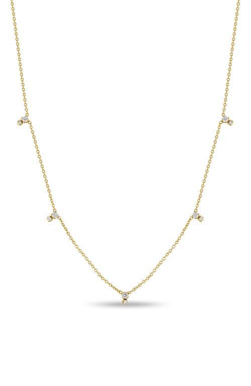 Zoe Chicco 14K Yellow Gold Prong Diamond Station Necklace, 14-16 Product Image
