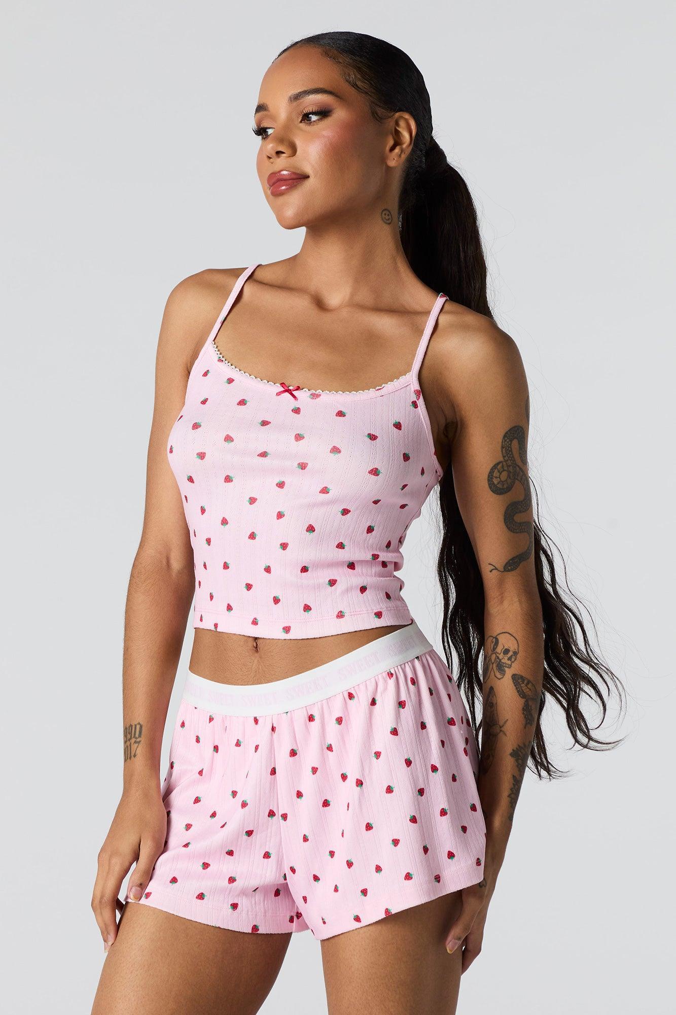 Pointelle Knit Tank & Short 2 Piece Pajama Set Female Product Image