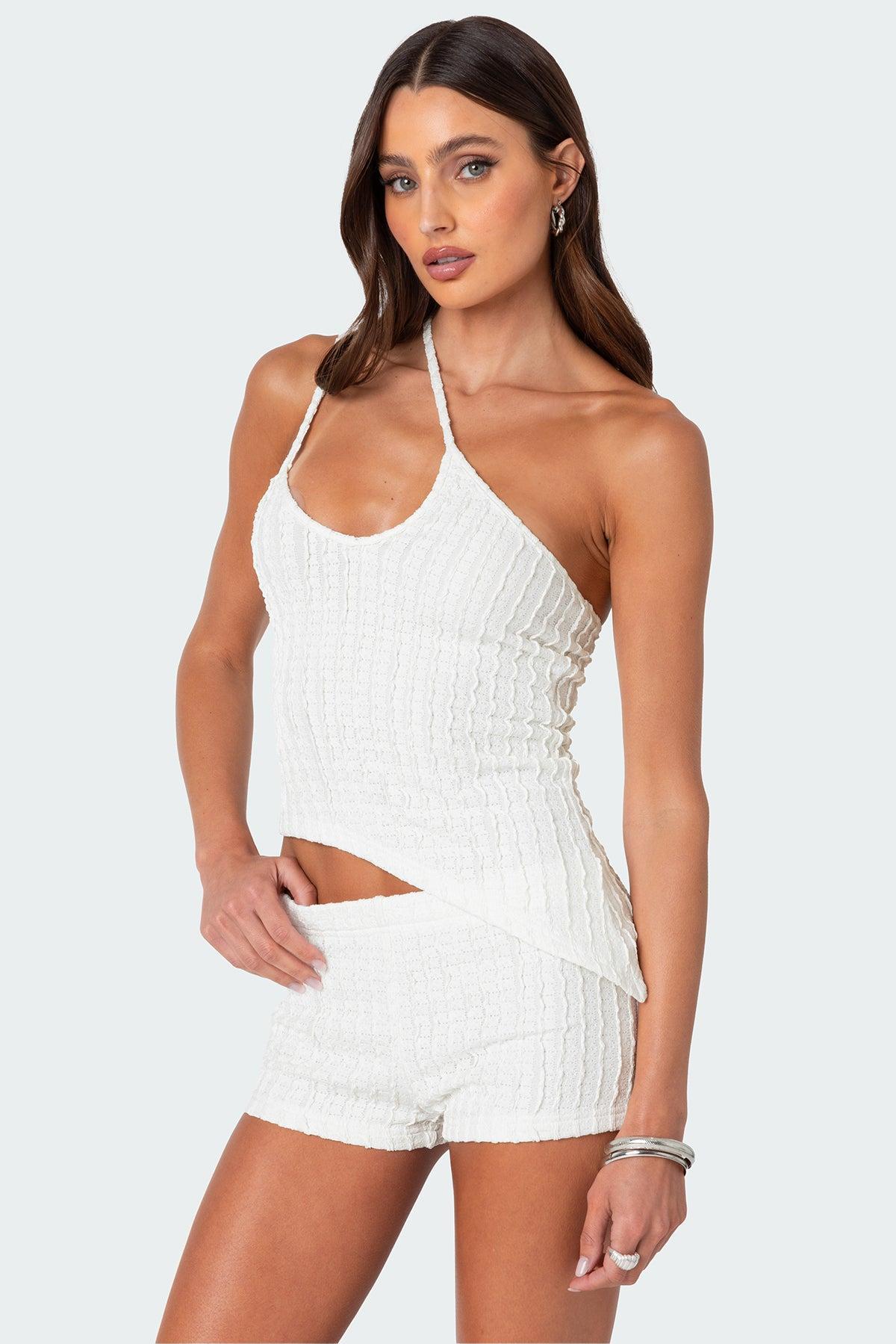 Phoebe Asymmetric Textured Knit Top Product Image