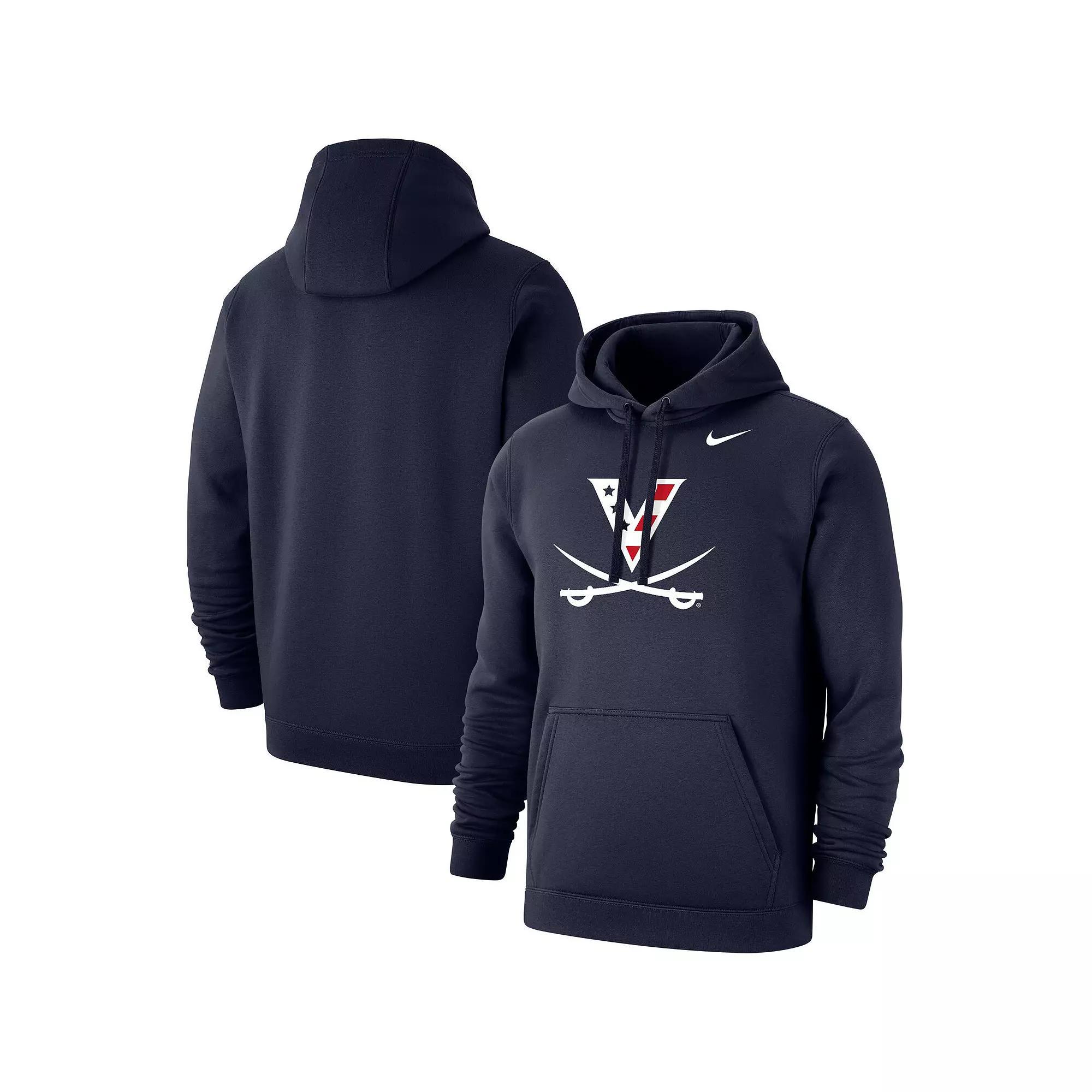 Men's Nike  Navy Virginia Cavaliers Red, White & Hoo Club Fleece Pullover Hoodie, Size: Large, Blue Product Image