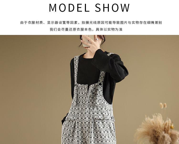 Patterned Half-Zip Wide Leg Dungaree Product Image