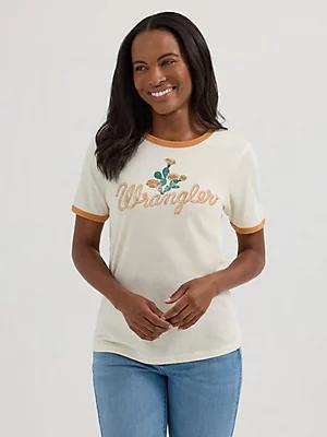 Women's Wrangler Graphic Ringer Tee in Rose Product Image