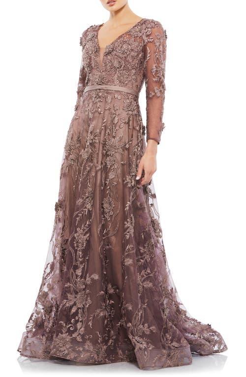 Womens Sequined Long-Sleeve Gown Product Image