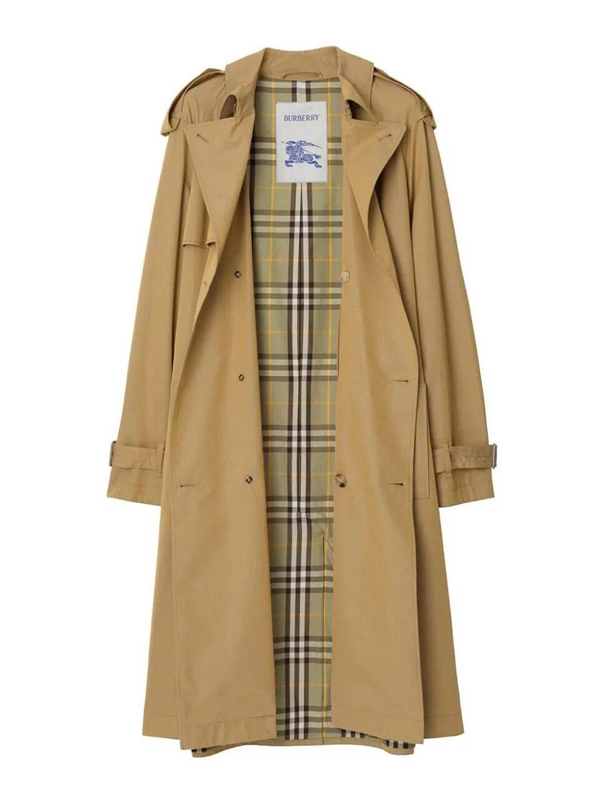 Long Gabardine Trench Coat In Beige Product Image