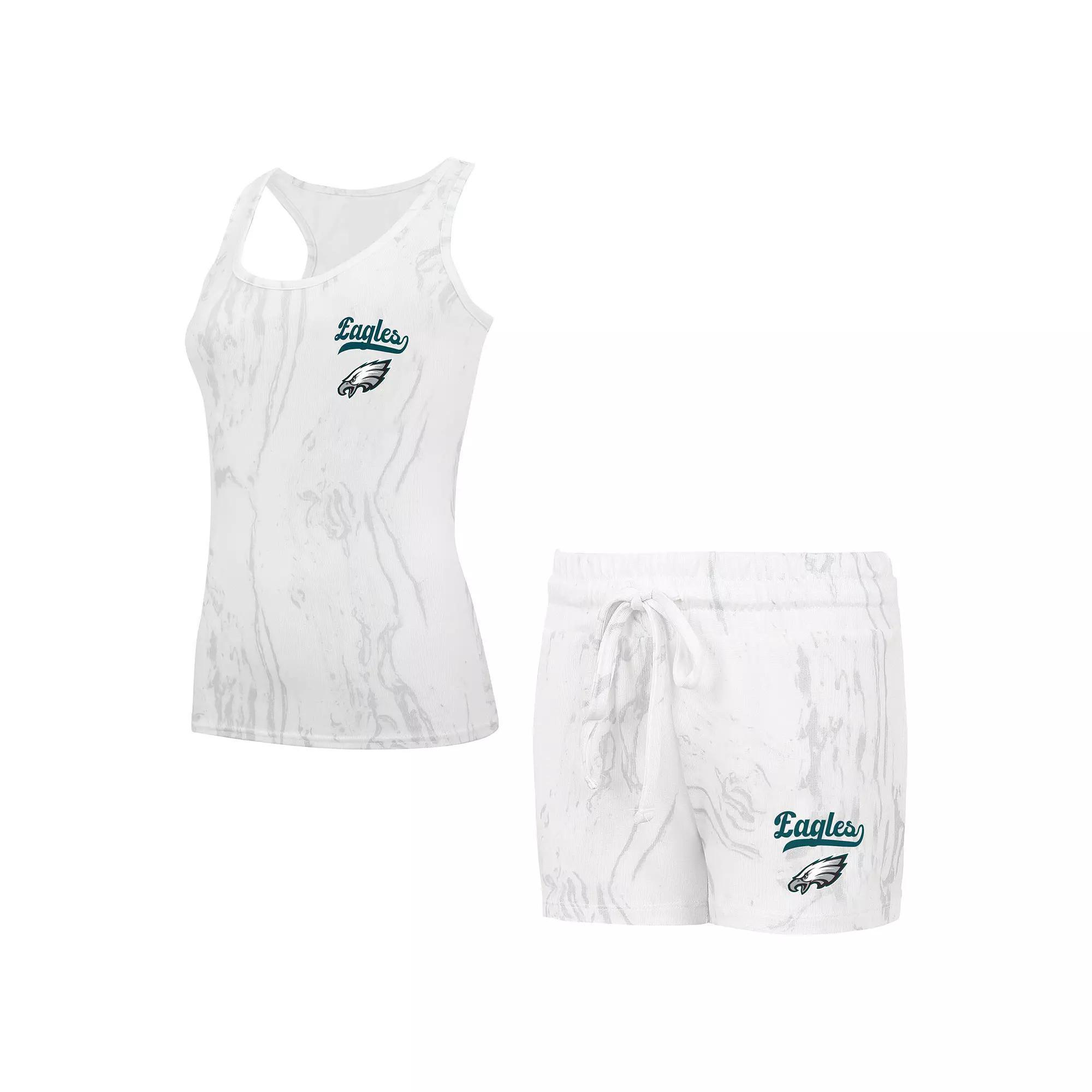 Women's Concepts Sport White Philadelphia Eagles Plus Size Quartz Tank Top & Shorts Set, Size: 4XL Product Image