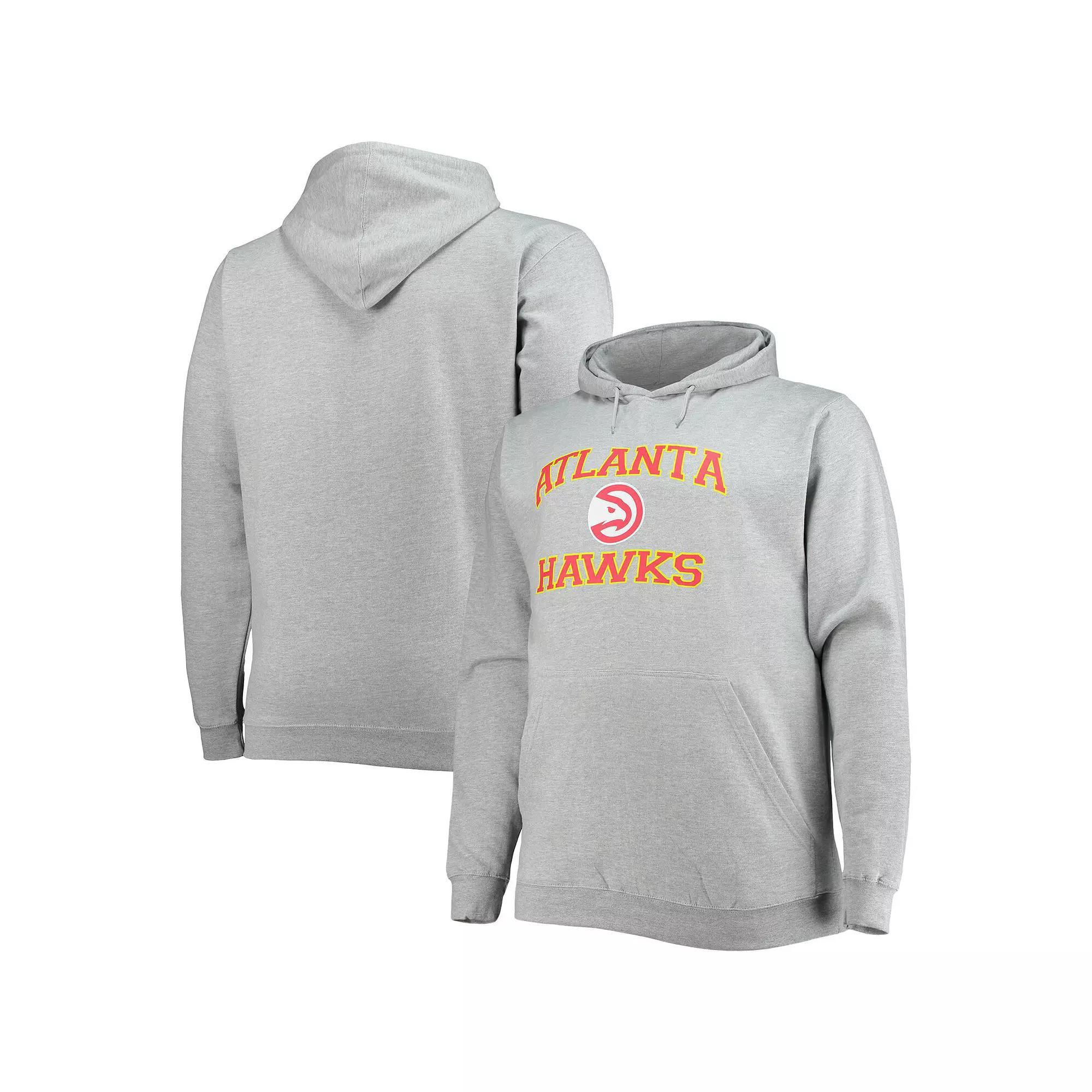 Men's Heathered Gray Atlanta Hawks Big & Tall Heart & Soul Pullover Hoodie, Size: 2XB, Grey Product Image
