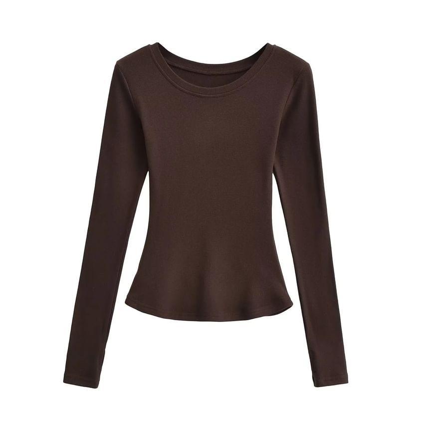 Long-Sleeve Crewneck Plain Tee Product Image