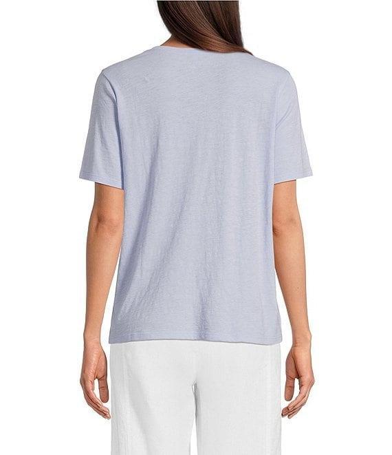 Eileen Fisher Easy Organic Cotton Jersey Knit V-Neck Short Sleeve Tee Shirt Product Image