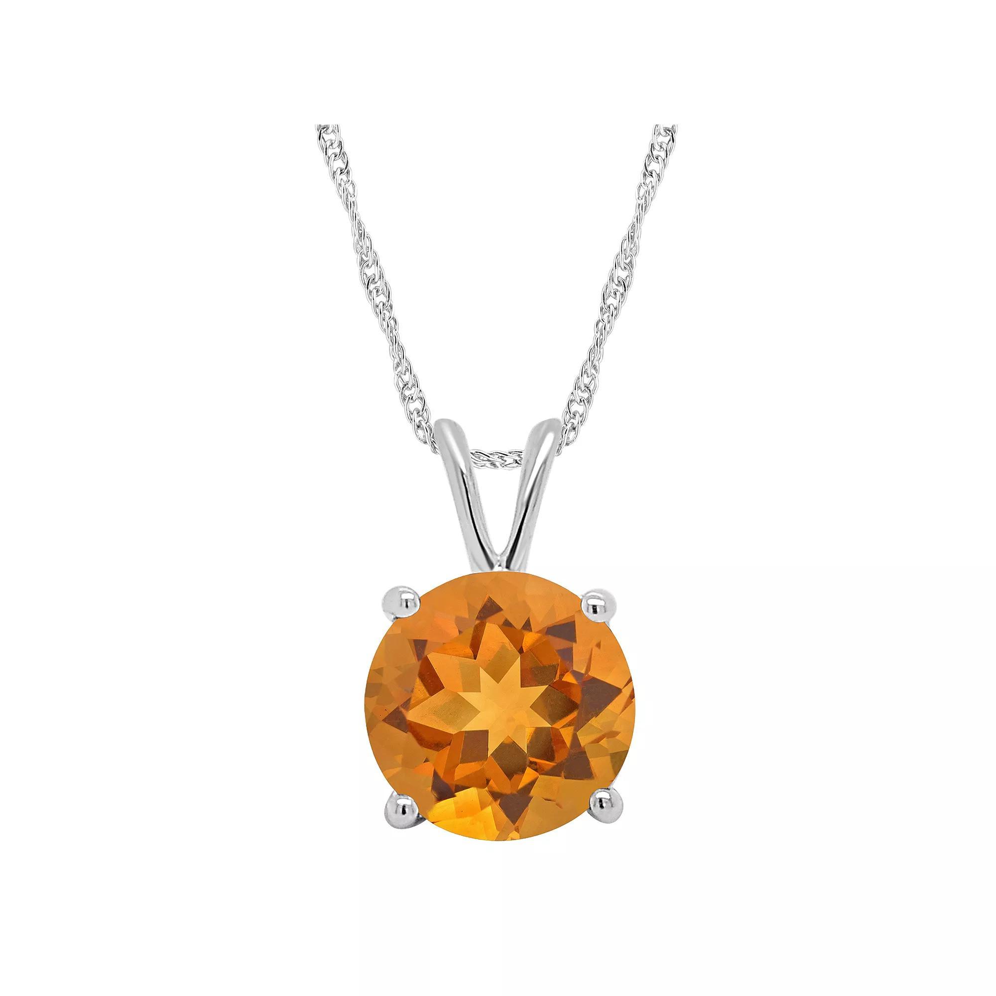 Alyson Layne Sterling Silver Citrine Solitaire Pendant Necklace, Women's, Size: 18" Product Image