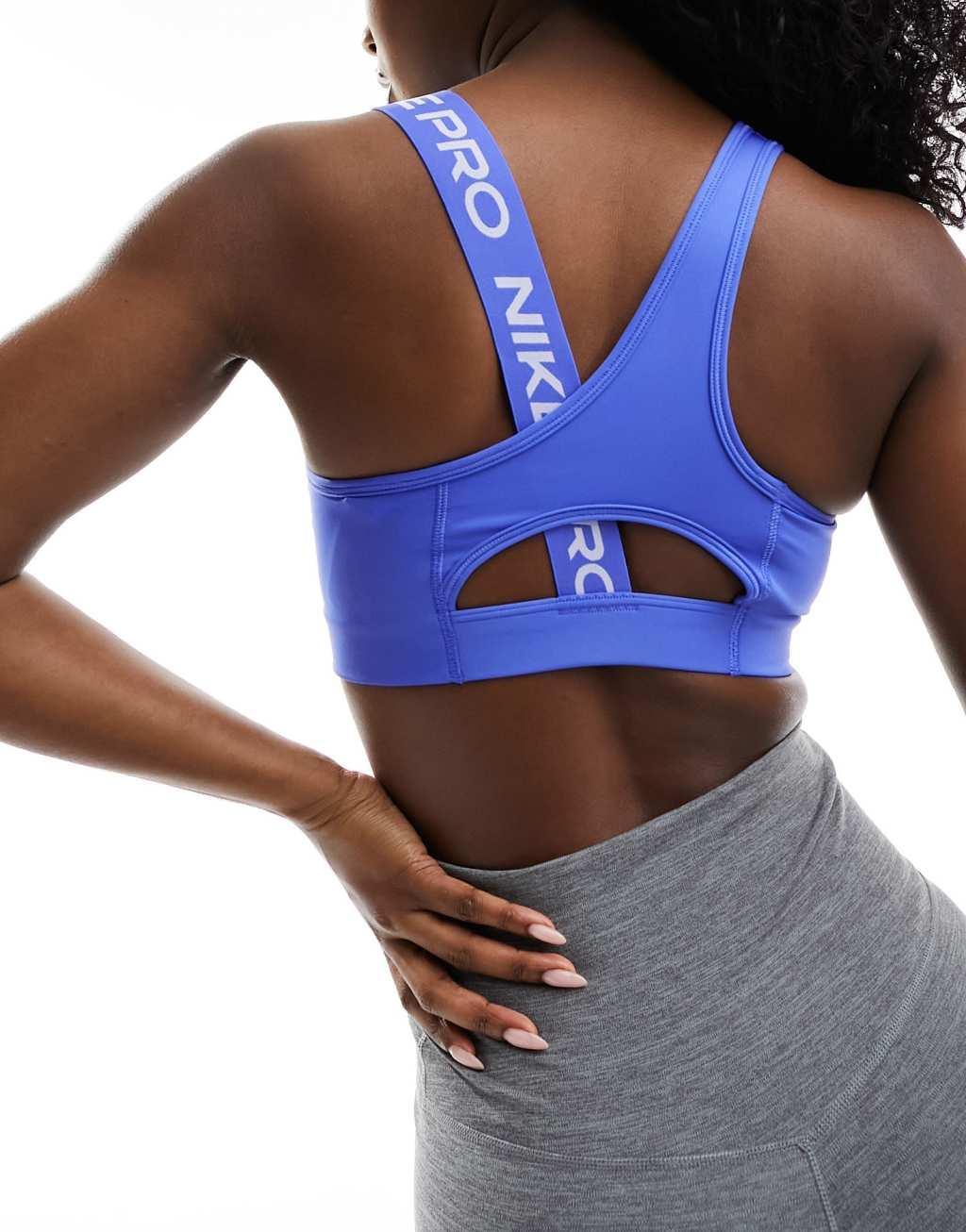 Nike Pro Training swoosh asymmetric sports bra Product Image