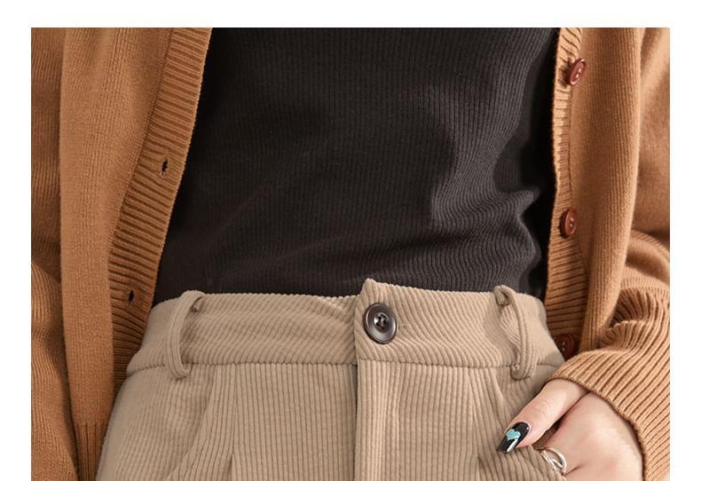 High Rise Plain Pleated Wide Leg Pants Product Image