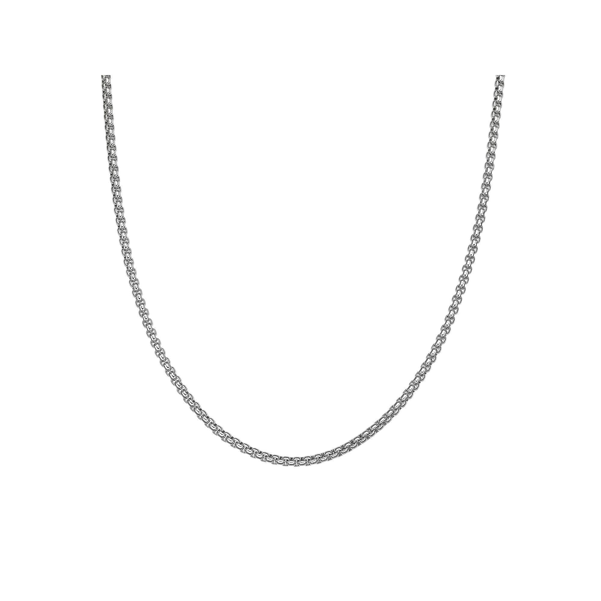 Mens LYNX Stainless Steel 3.5 mm Round Box Chain Necklace Black Tone Product Image