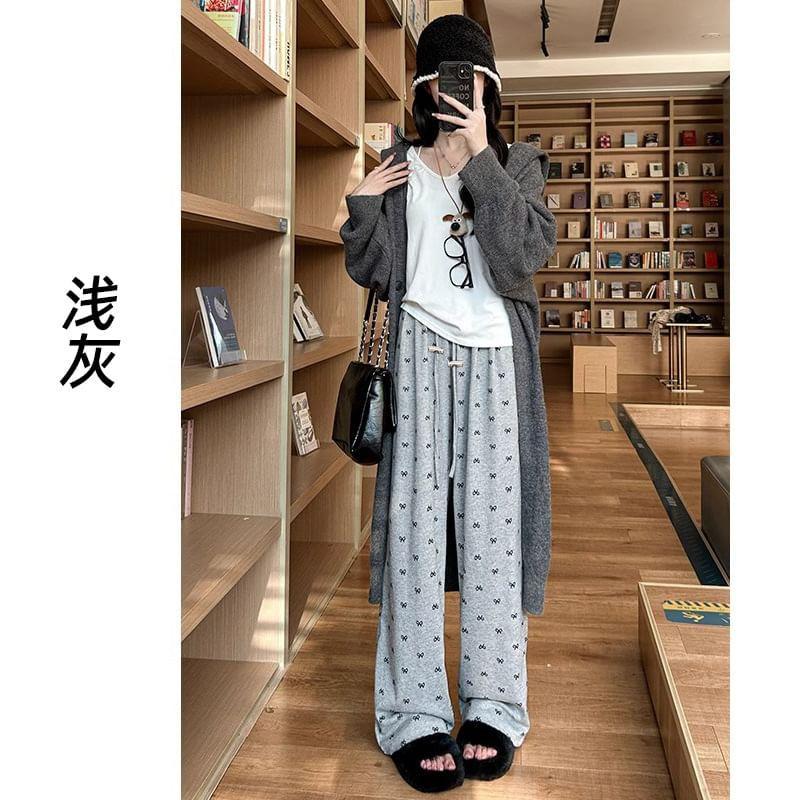 Maternity Bow Print Wide Leg Pants Product Image