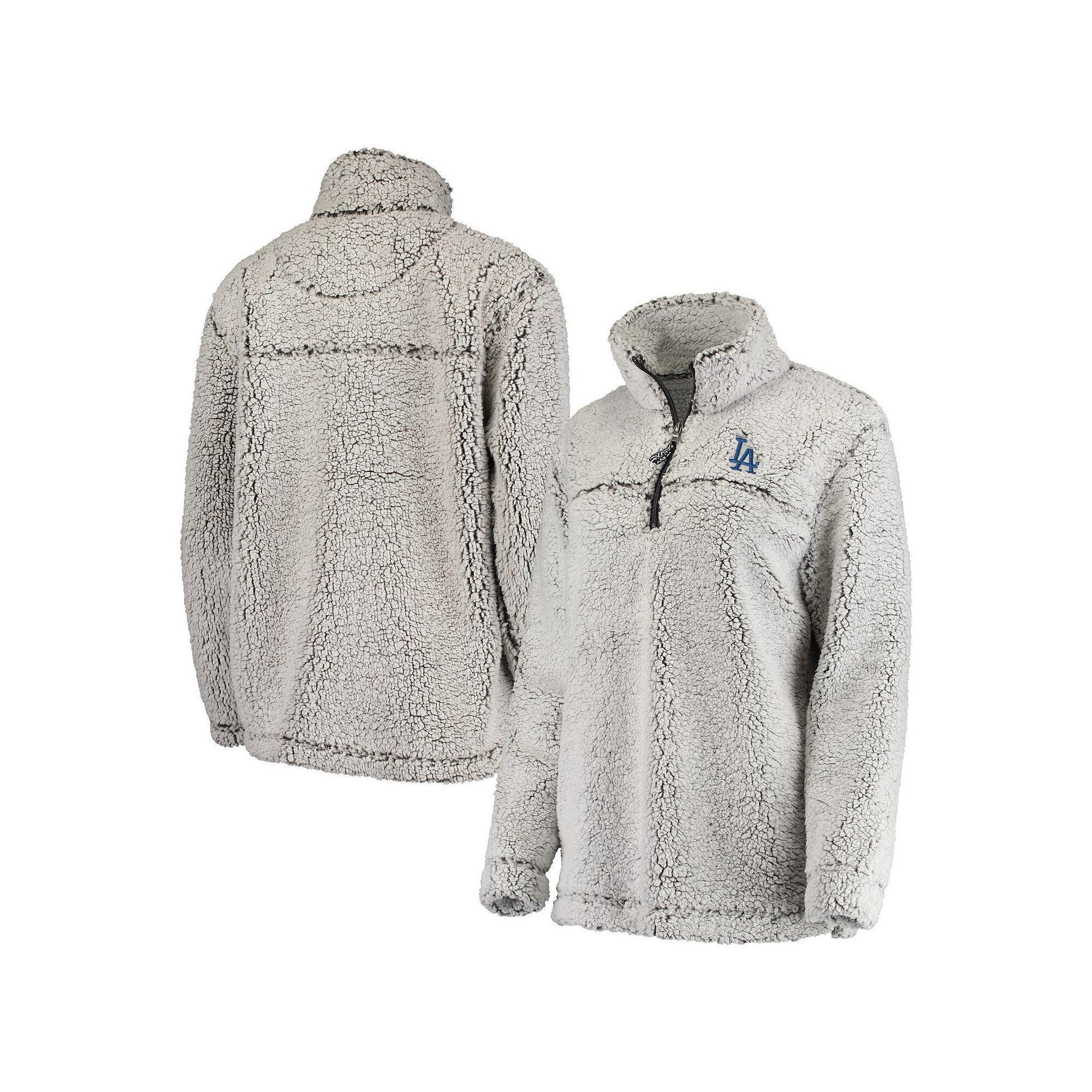 Women's G-III 4Her by Carl Banks Gray Los Angeles Dodgers Sherpa Quarter-Zip Pullover Jacket, Size: XL, Grey Product Image