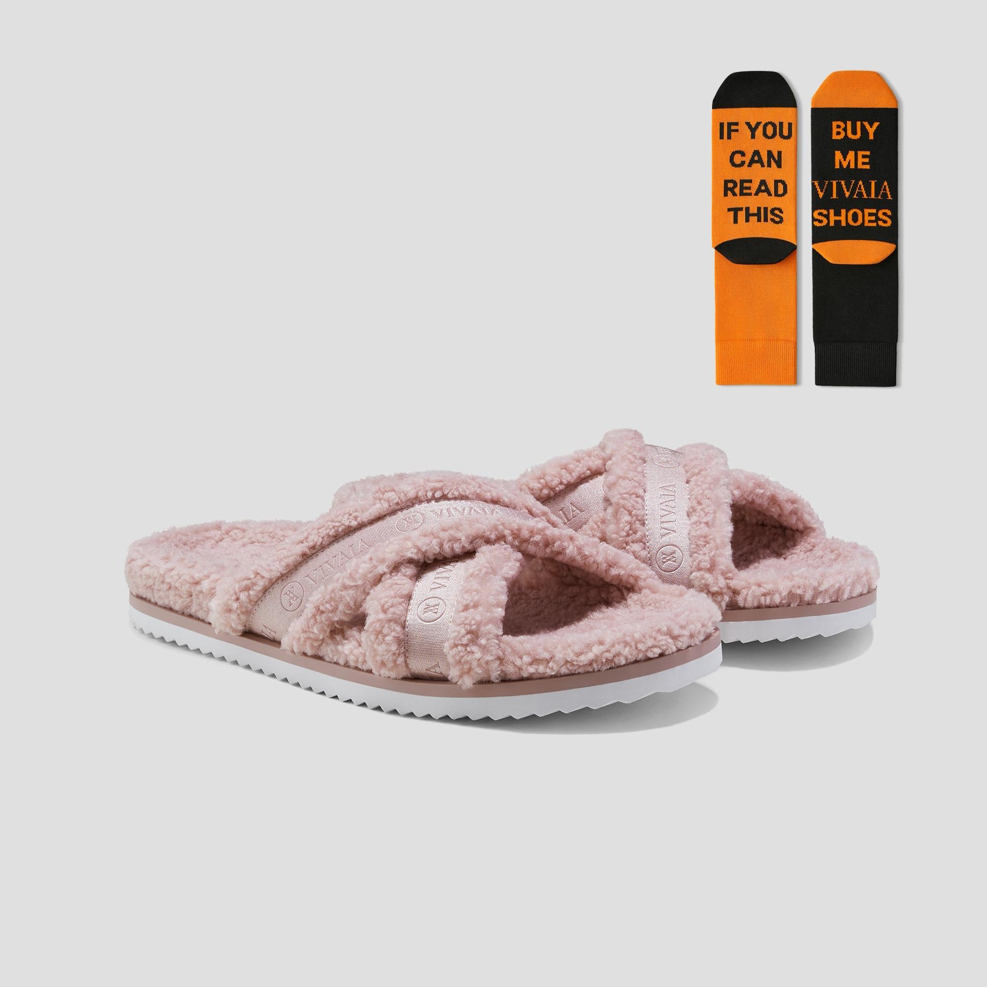 Furry Criss-Cross Strap Slippers (Hannah) Product Image