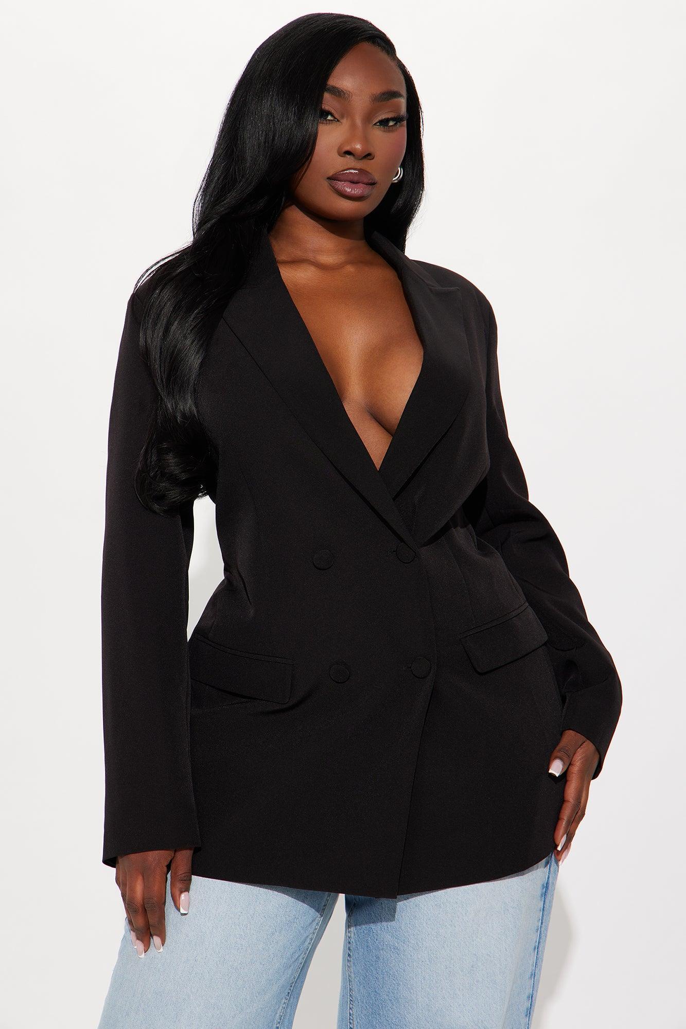 Khloe Lace Up Blazer - Black Product Image