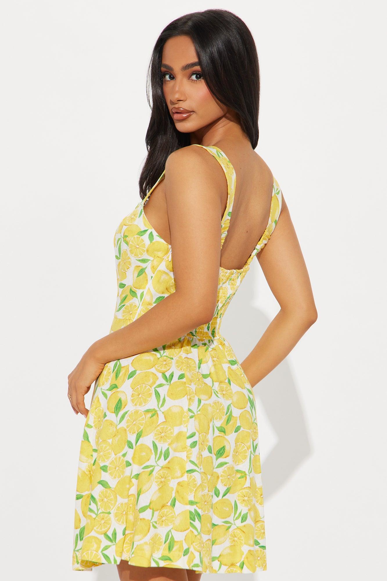 Easy Living Lemon Mini Dress - Yellow/combo Product Image