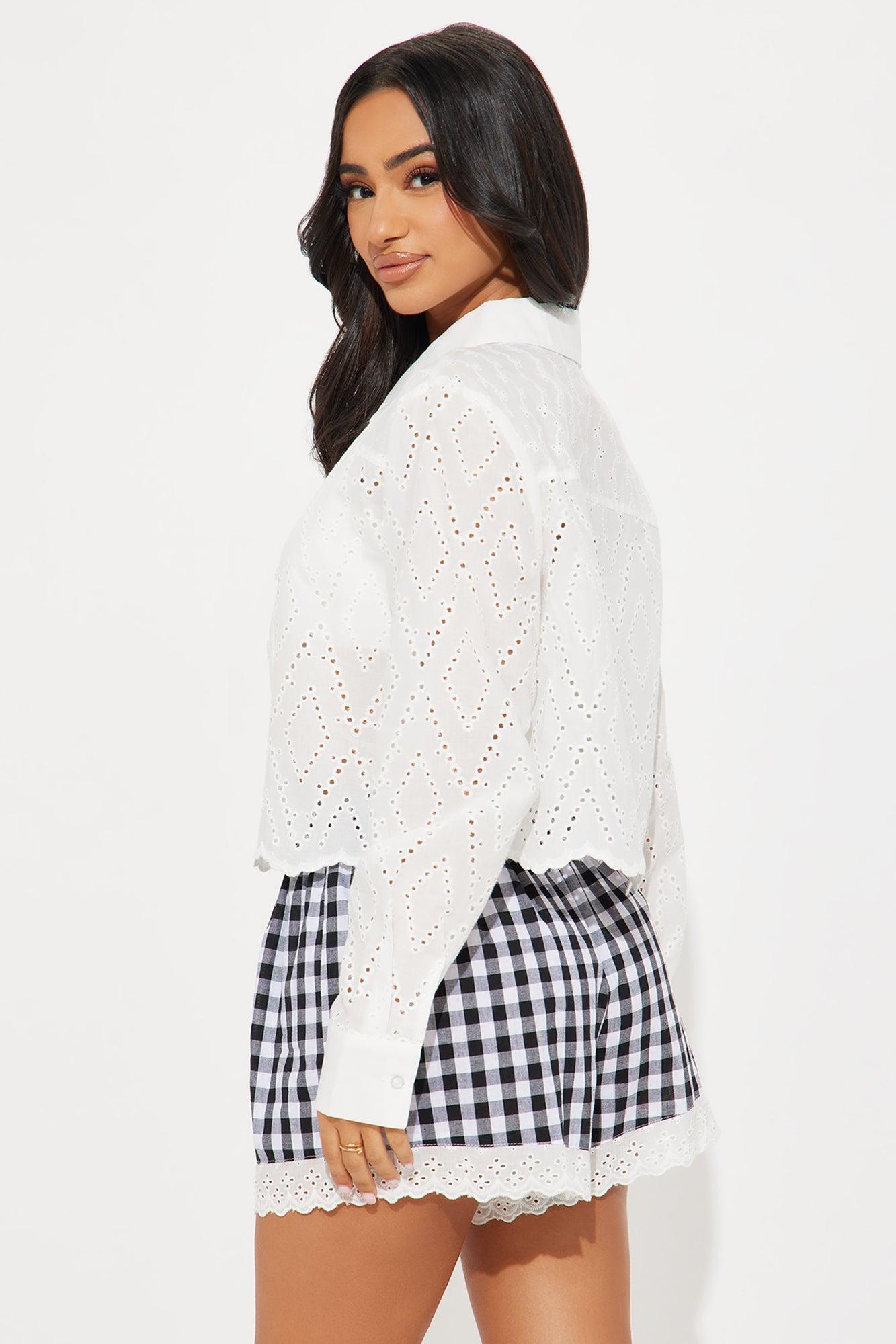 Spring Fever Eyelet Shirt - Off White Product Image