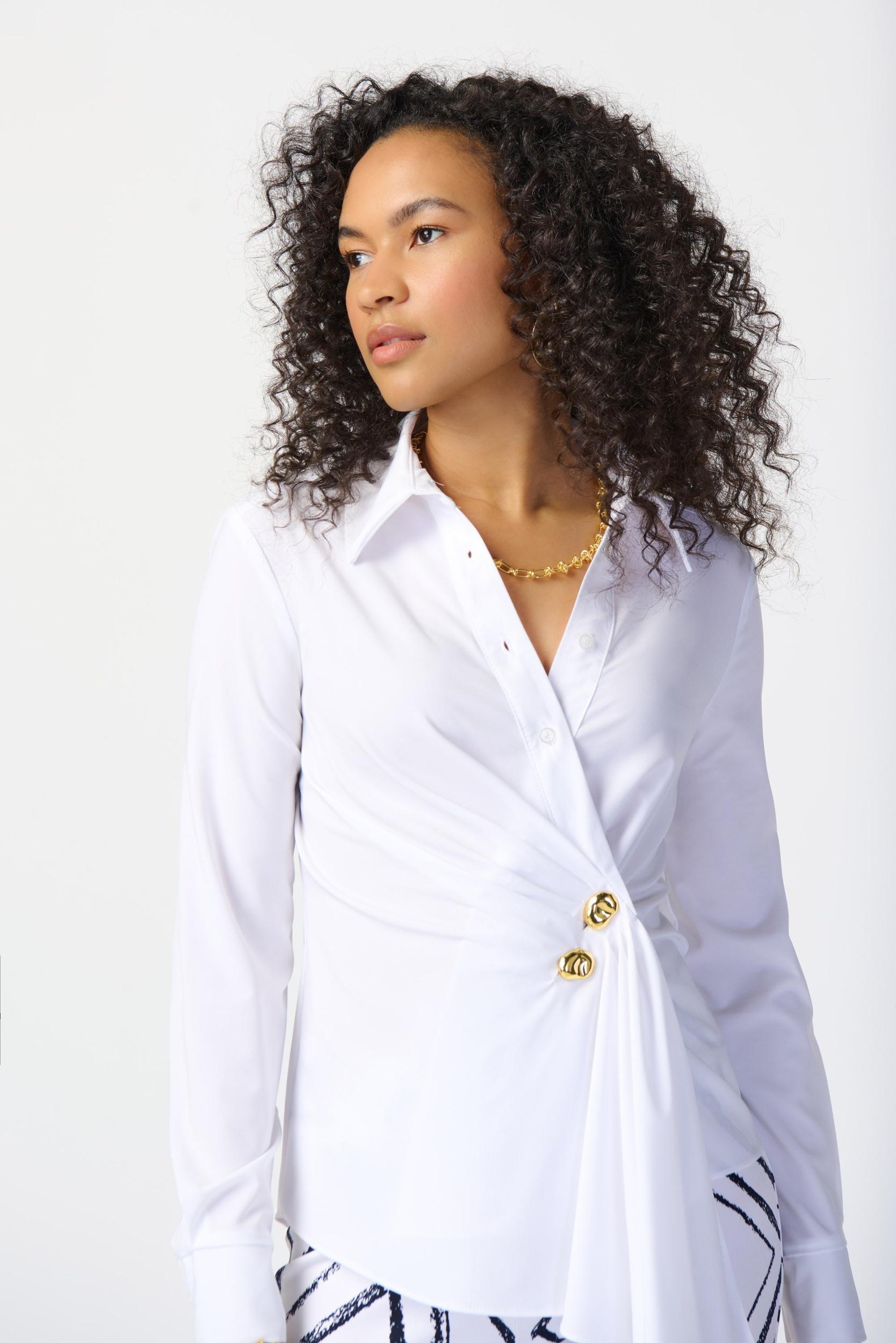 Stretch Woven Wrap Blouse Product Image