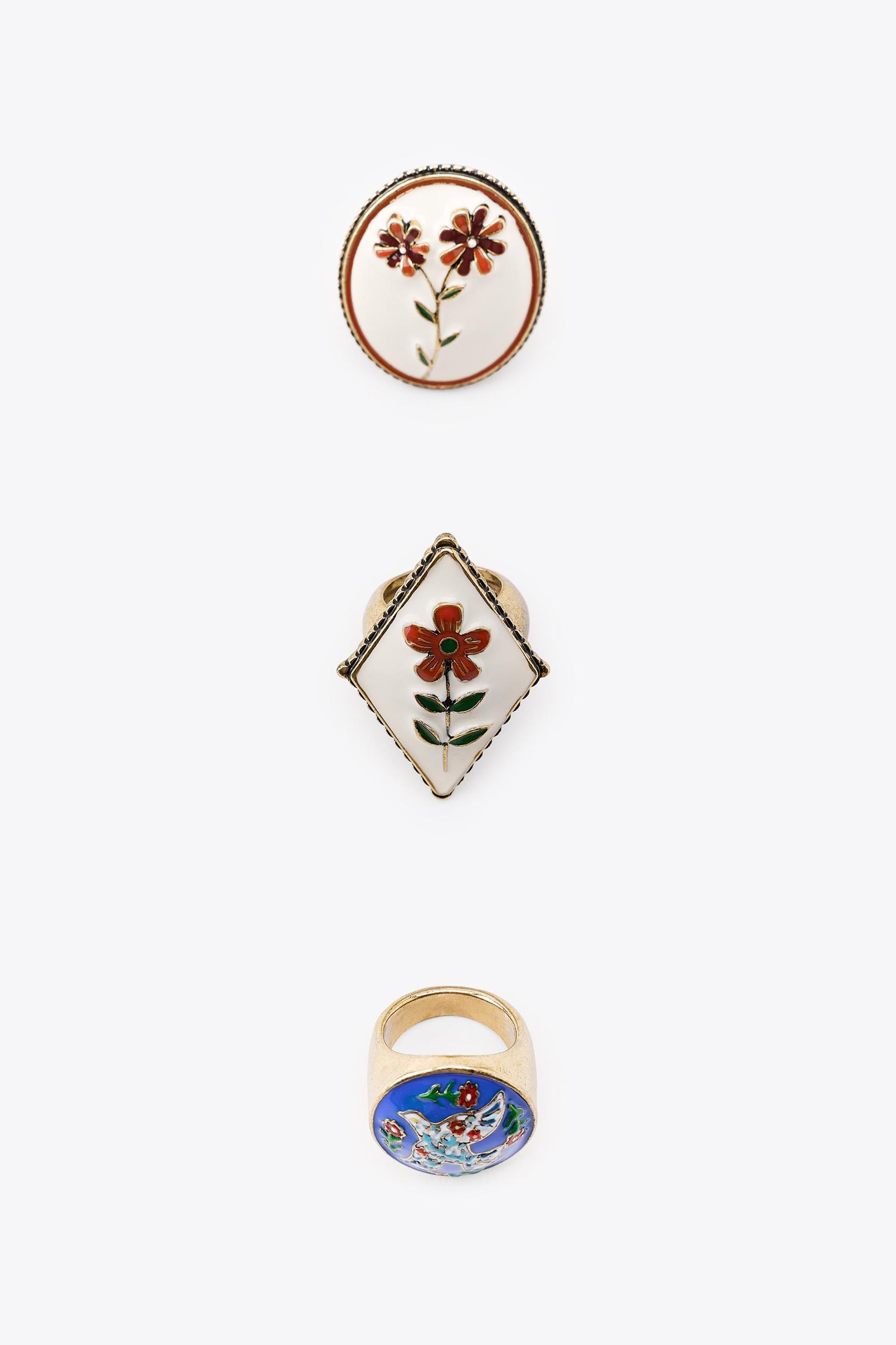 3-PACK OF FLOWER AND BIRD RINGS Product Image