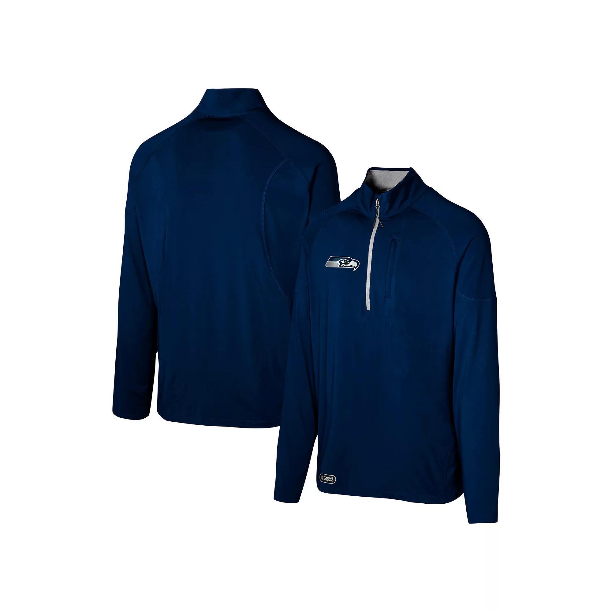 Men's College Navy Seattle Seahawks Grind Iron Quarter-Zip Top, Size: XL, Team Product Image