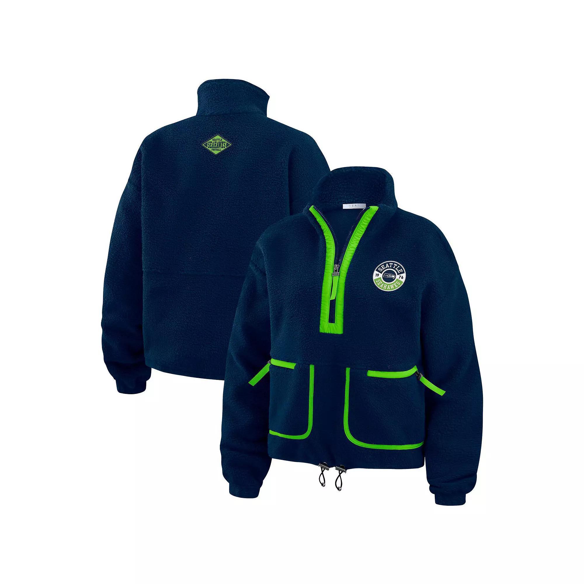 Women's WEAR by Erin Andrews  Blue Tampa Bay Lightning Polar Fleece Half-Zip Jacket, Size: Large, Lgh Blue Product Image