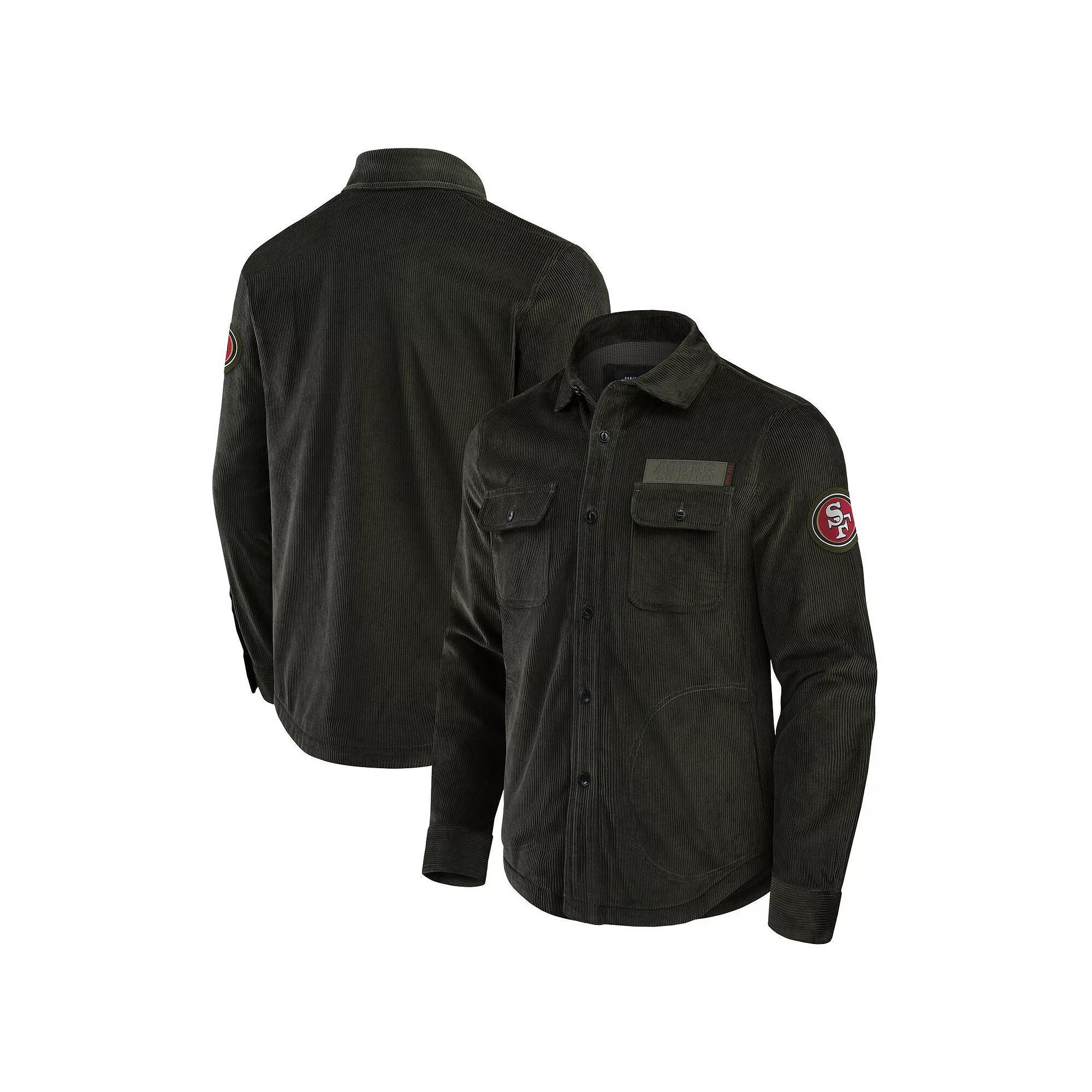 Men's Darius Rucker Collection by Fanatics Olive Michigan Wolverines Corduroy Full-Button Shacket, Size: 2XL, Team Product Image