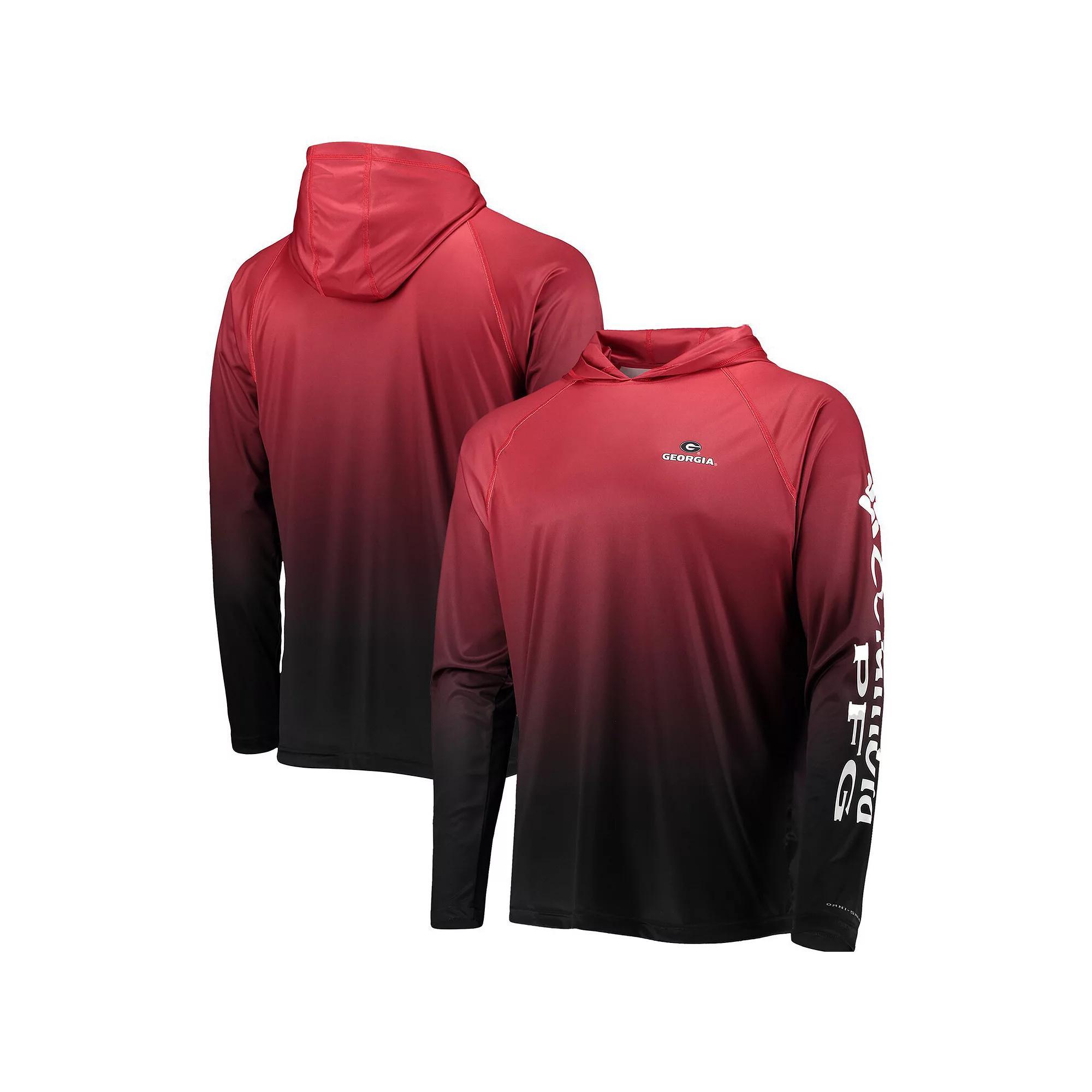 Men's Columbia PFG Red Georgia Bulldogs Terminal Tackle Omni-Shade UPF 50 Long Sleeve Hooded Top, Size: Medium Product Image