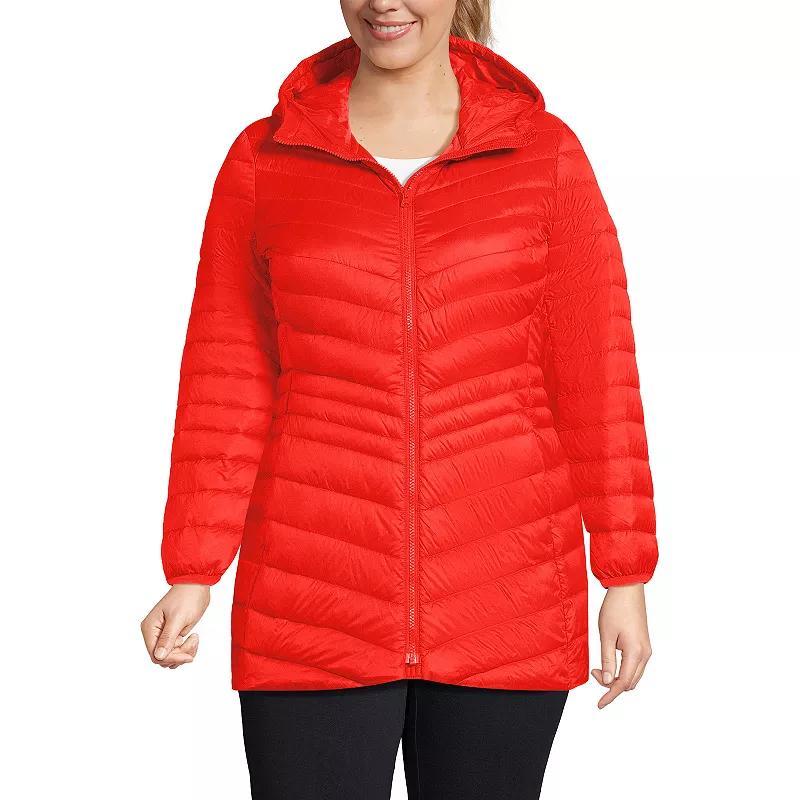 Plus Size Lands' End Hood Wanderweight Ultralight Down Packable Jacket, Women's, Size: 1XL, Dusk Gray Product Image