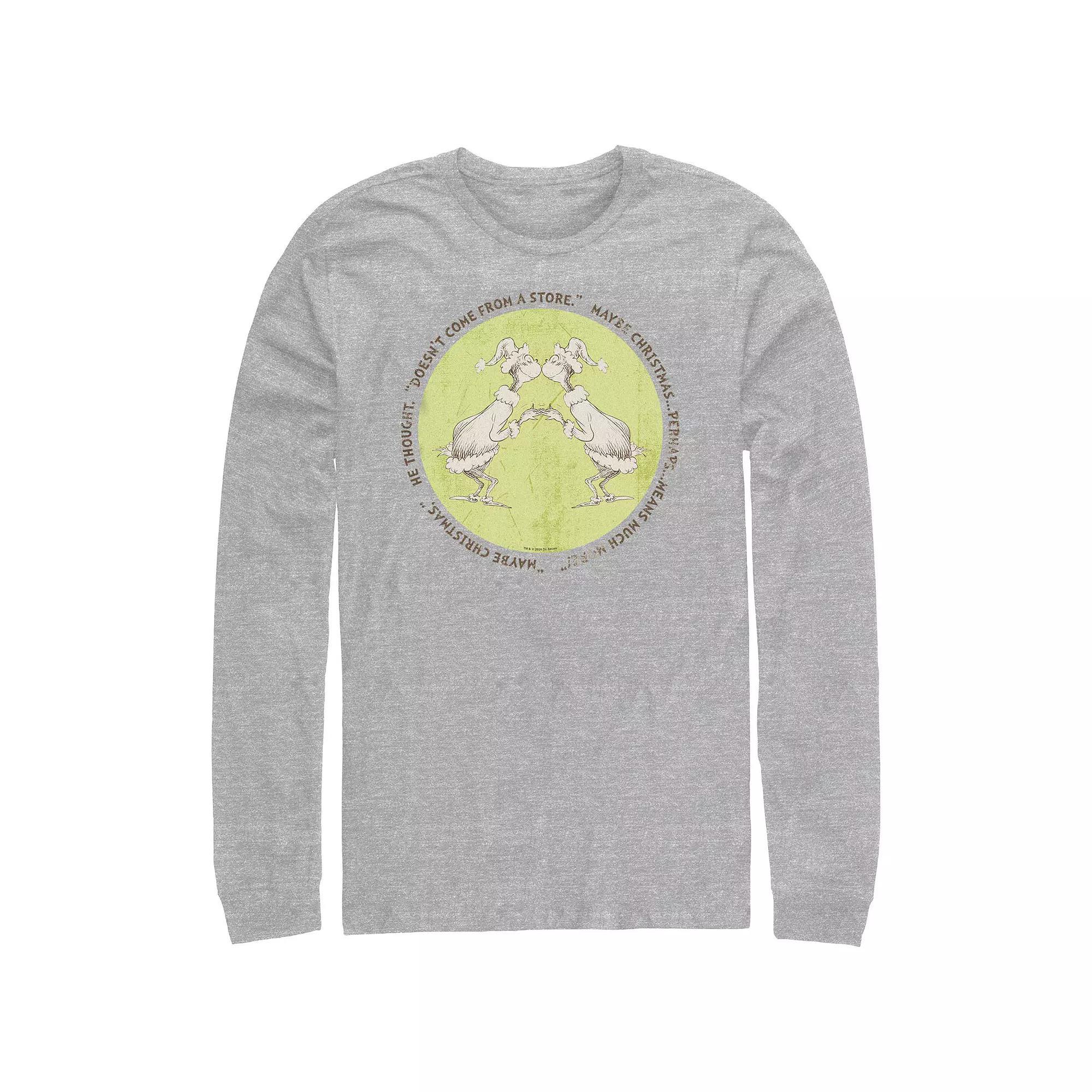 Big & Tall Dr. Seuss Grinch Christmas Perhaps Means Much More Long Sleeve Graphic Tee, Men's, Size: Medium, Athletic Grey Product Image