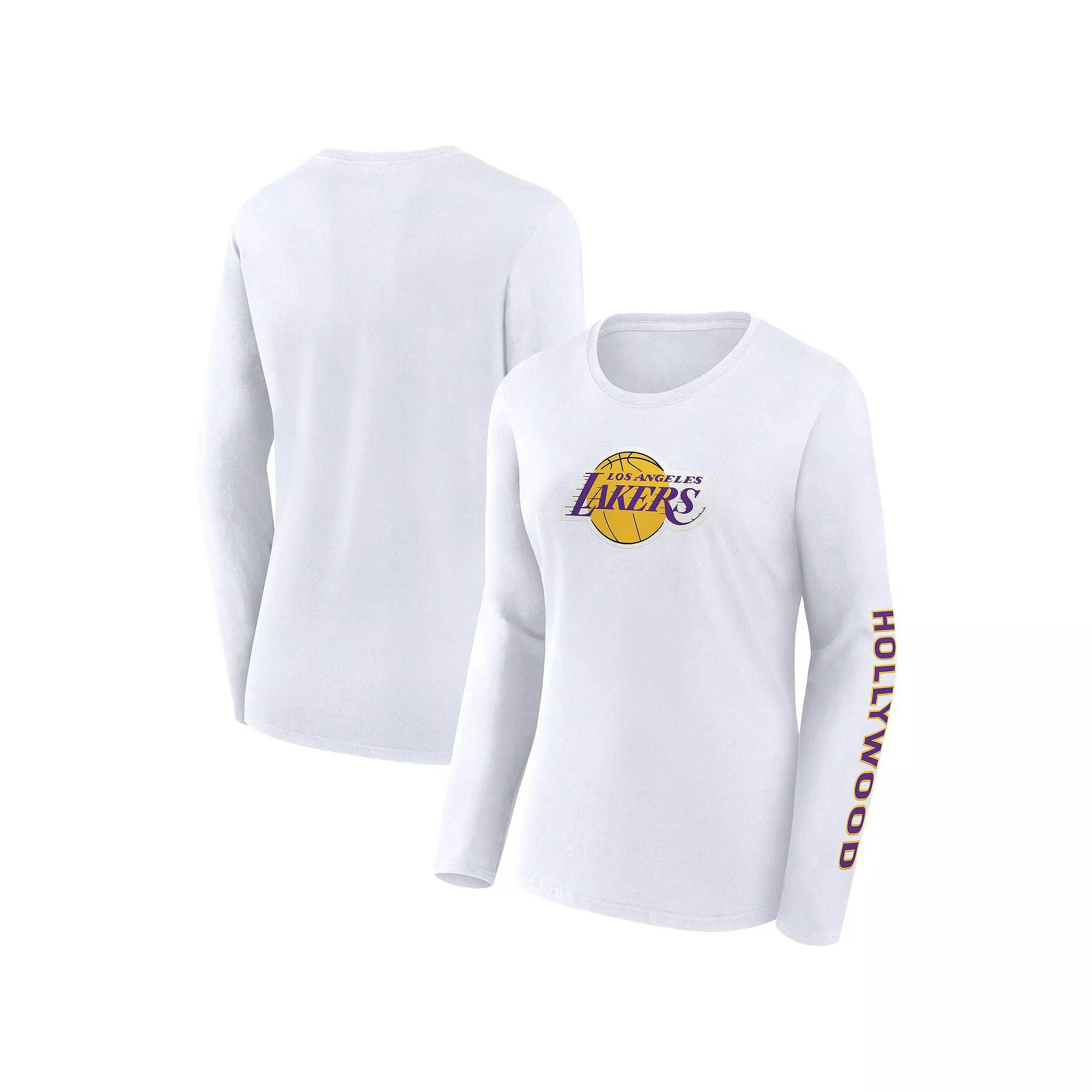 Women's Fanatics White Los Angeles Lakers Long Sleeve T-Shirt, Size: 3XL Product Image