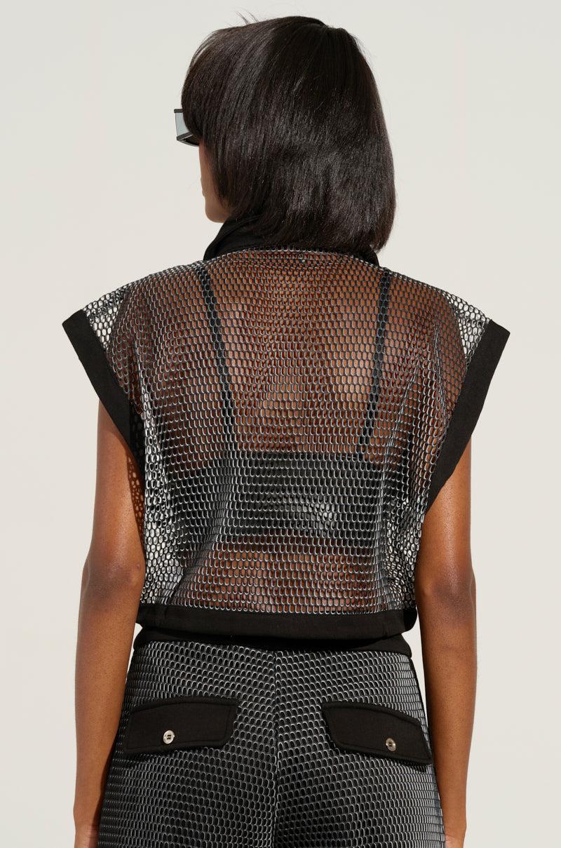 STEPHANIA TRANSPARENT BUTTON DOWN SHIRT IN BLACK Product Image