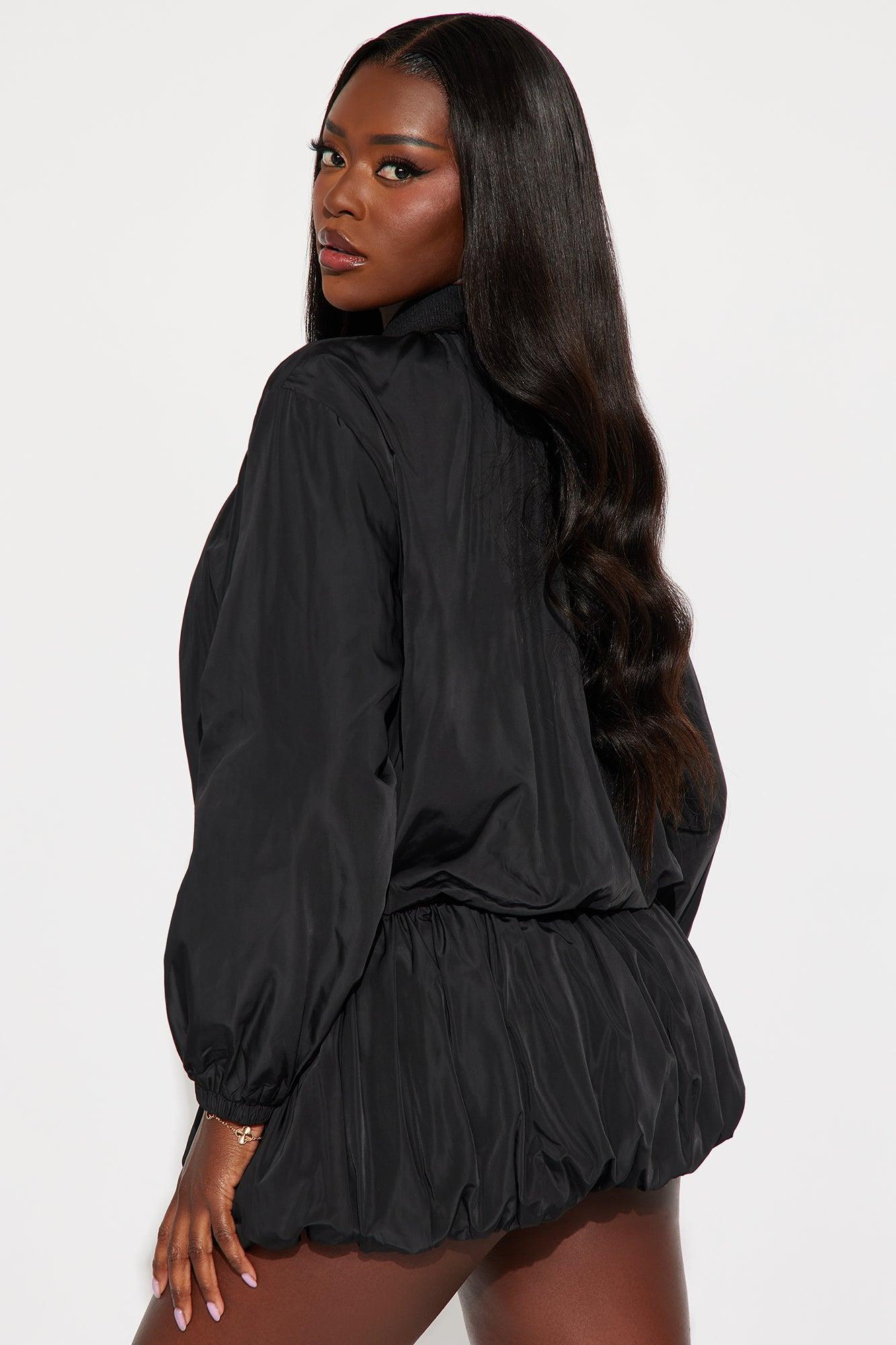 Sporty And Cute Bubble Skirt Set - Black Product Image