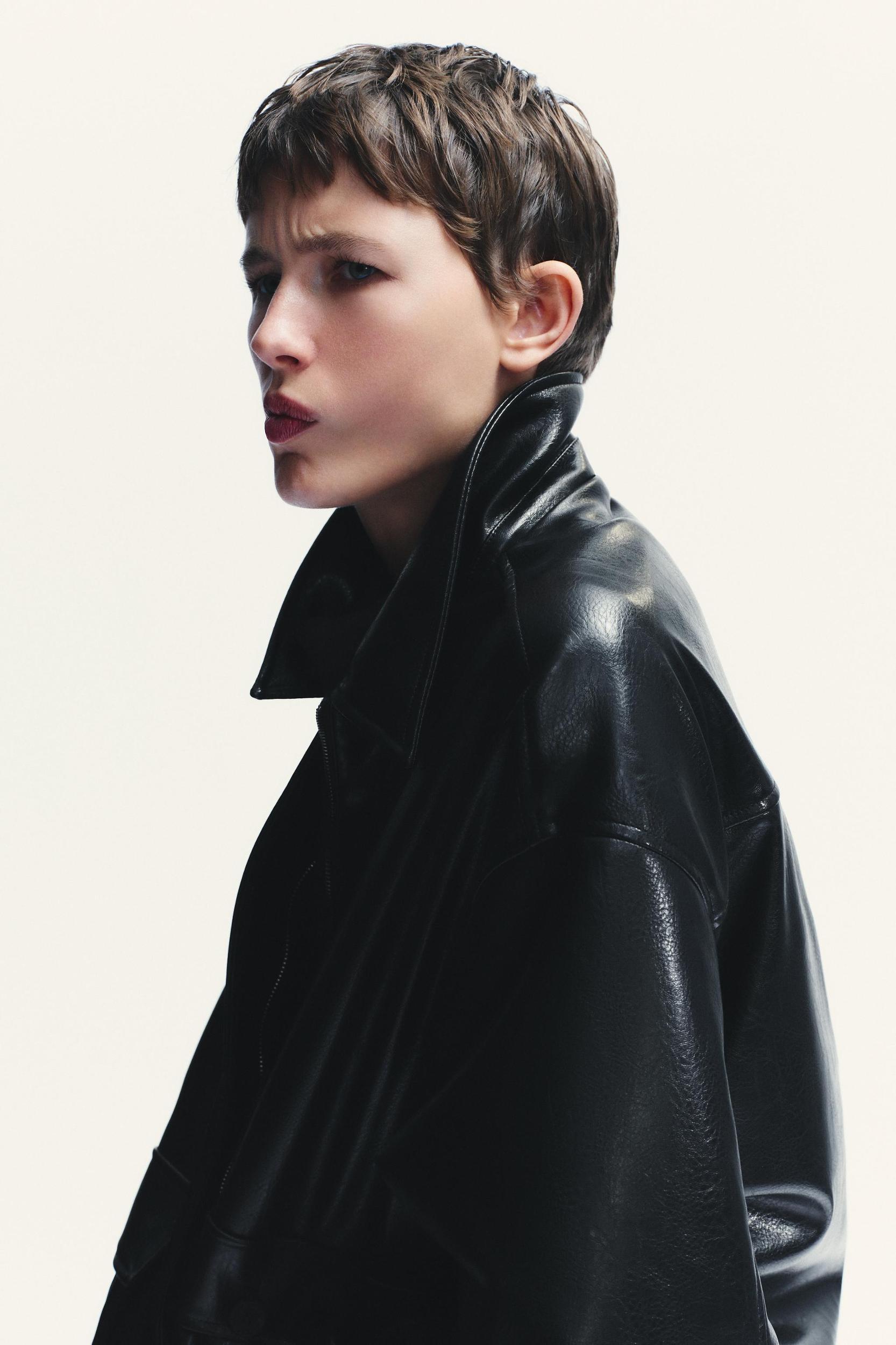 FAUX LEATHER BOMBER JACKET Product Image